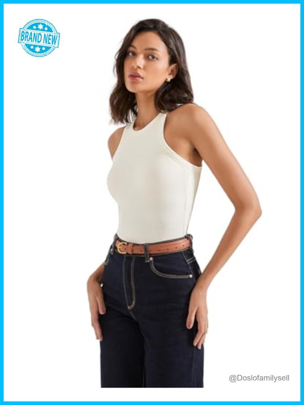 Buttery Soft Ribbed Tank Top with Removable Pads - Racerback - Picture 6 of 7